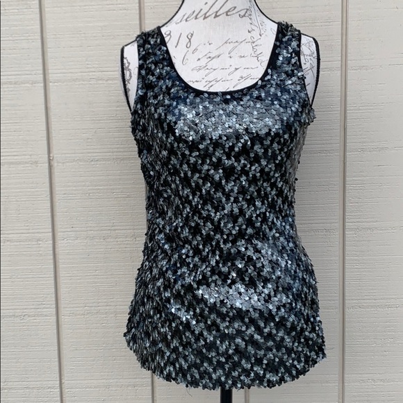 𝅺calvin Klein Sequin Tank - Black - Picture 1 of 12